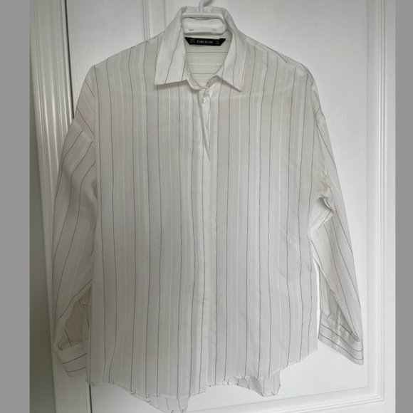 zara white poplin blouse. size US: XS. - Picture 1 of 2